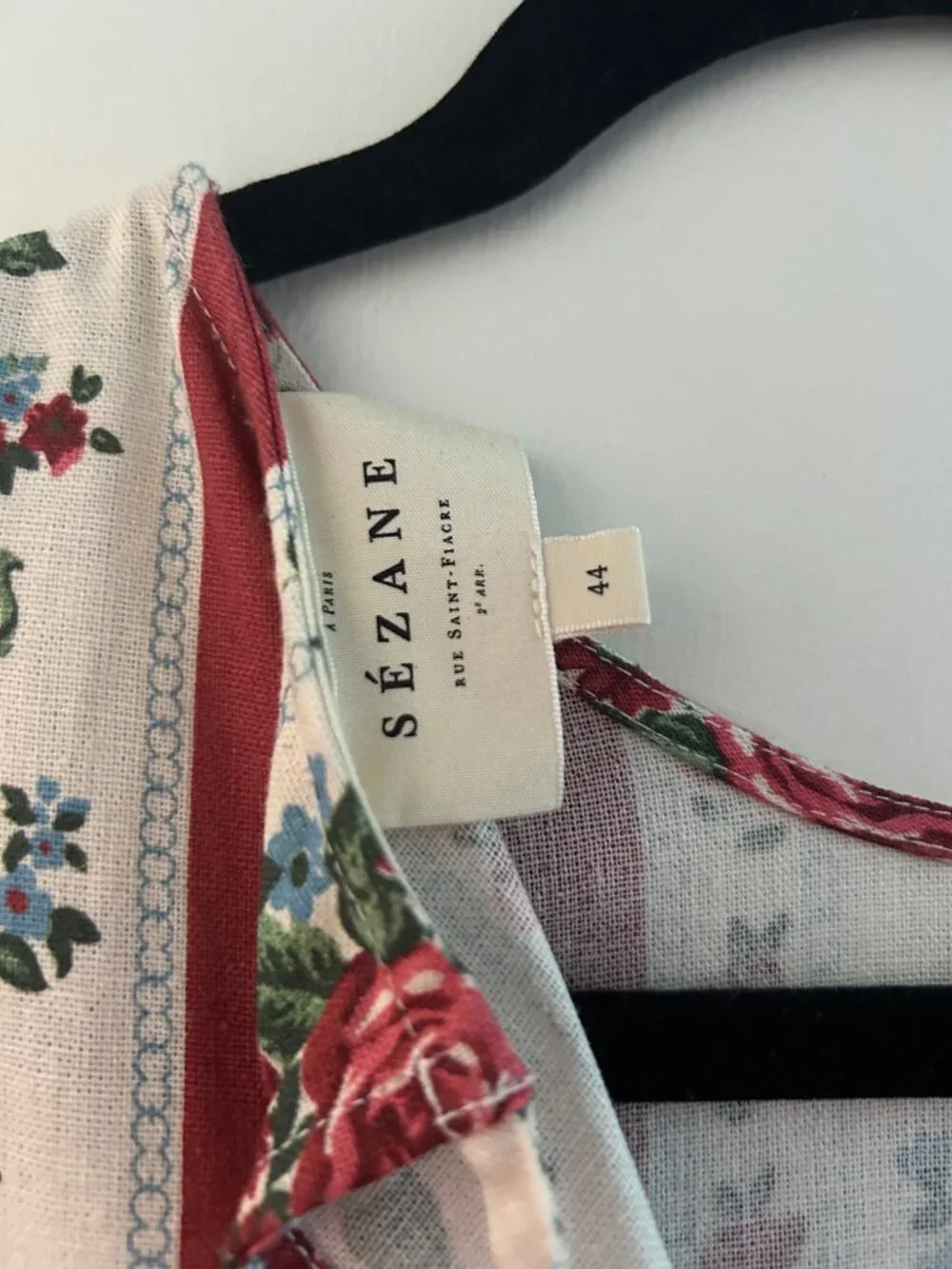 Sezane short dress burgundy and cream rose stripes - XL / 44 - Picture 3 of 4